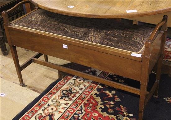 Edwardian inlaid duet piano stool